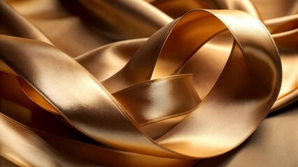 Elegant flowing bronze ribbon against a matching bronze background for festive gift wrapping or crafting projects, luxurious fabric. - Powered by Adobe