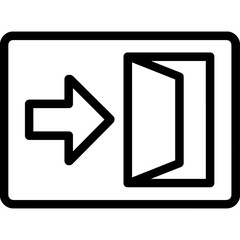 Vector icon featuring exit symbol with arrow and door