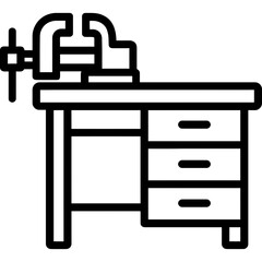 Clean vector design of workbench with tools
