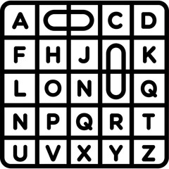 Minimalist outline of word search puzzle icon