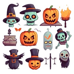 Fun and Colorful Halloween Childish Bundle with Jack O'Lantern Coffin