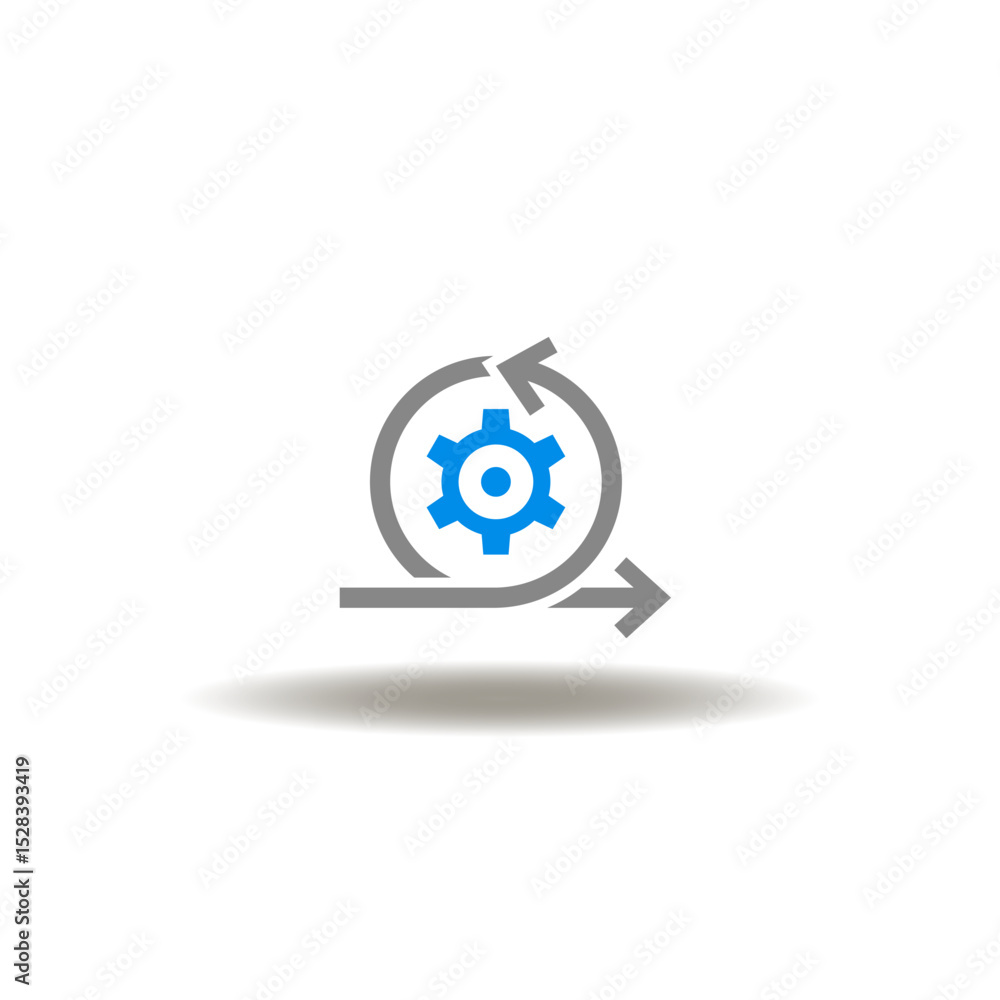 Poster vector illustration of arrows cycle process with gear wheel. icon of agile development.