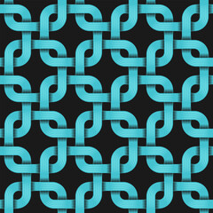 Geometric blue weave loops seamless pattern. Vector Illustration