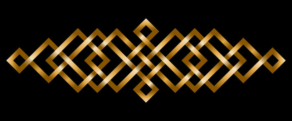 Vintage decorative golden geometric intertwined lines divider. Vector illustration