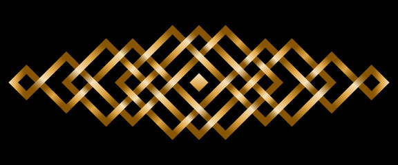 Vintage decorative golden geometric intertwined lines divider. Vector illustration