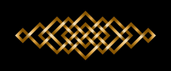 Vintage decorative golden geometric intertwined lines divider. Vector illustration