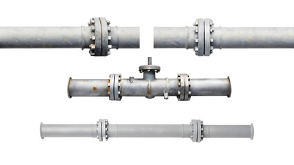 Industrial metal pipes isolated on a white background png ai generated