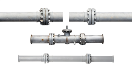 Industrial metal pipes isolated on a white background png ai generated