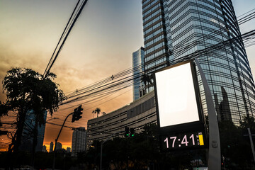 Billboard blank mock up in the city of Sao Paulo. Use this photo day mockup for your outdoor design.
