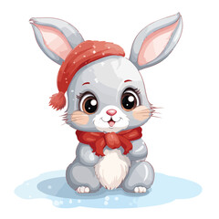 Obraz premium Festive Rabbit Cartoon Illustration for Christmas Season Design
