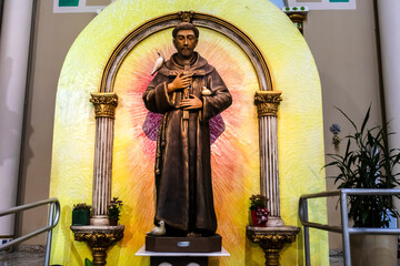 Assis, Sao Paulo, Brazil, November 11, 2024. Image of Saint Francis of Assisi inside Assis...