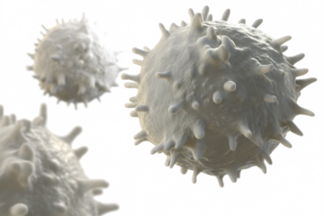 Microscopic white blood cells isolated on a white background png ai generated