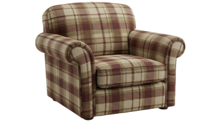 Cozy checkered armchair giving comfort isolated on white background png