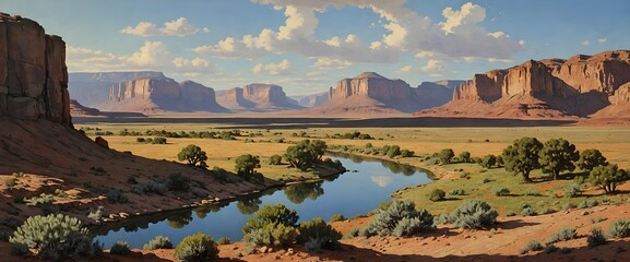 Far west ambience, beautiful view of a country landscape	