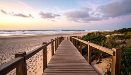 Obraz premium Sunset Beach Walkway.