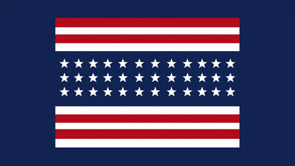 American Flag Background with Stars and Stripes Ribbon on White USA Design Element