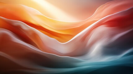Fototapeta premium An artistic rendering of flowing abstract shapes in warm hues, reminiscent of a sunset, creating a soothing yet vibrant visual effect that evokes tranquility and inspiration.