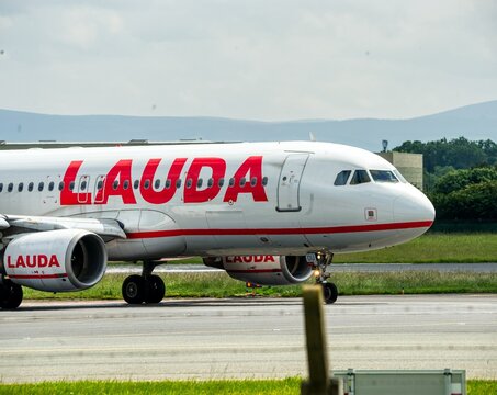 lauda airplane at airport