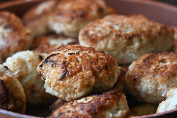 fried cutlets on a plate,