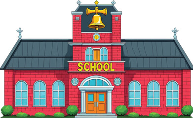 An old red school with many windows, a heart-shaped home in the woods, or a modern Singapore city building