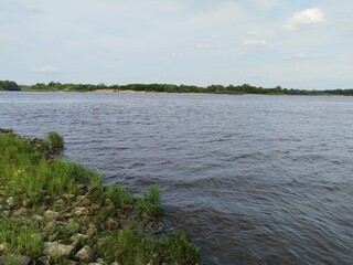 sky, river, summer, clouds