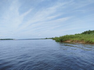 sky, river, summer, clouds