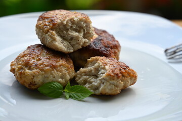 fried cutlets on a plate,