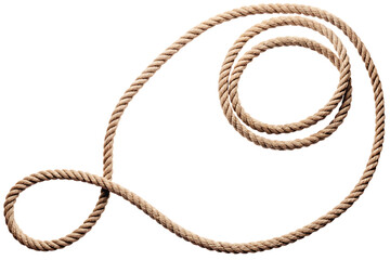 Twisted hemp rope coil isolated on a white background png ai generated