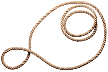 Twisted hemp rope coil isolated on a white background png ai generated