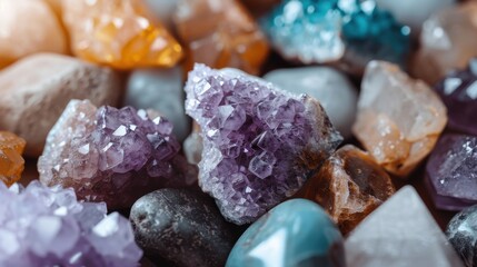 A stunning assortment of various gemstones and crystals featuring rich colors and textures, showcasing the beauty of nature and the uniqueness of each stone in the composition.