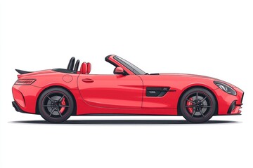 Side profile of a red convertible sports car.  Sleek design, low profile
