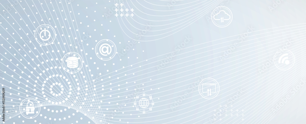 Aufkleber Technology and science banner or header. Connected neural network