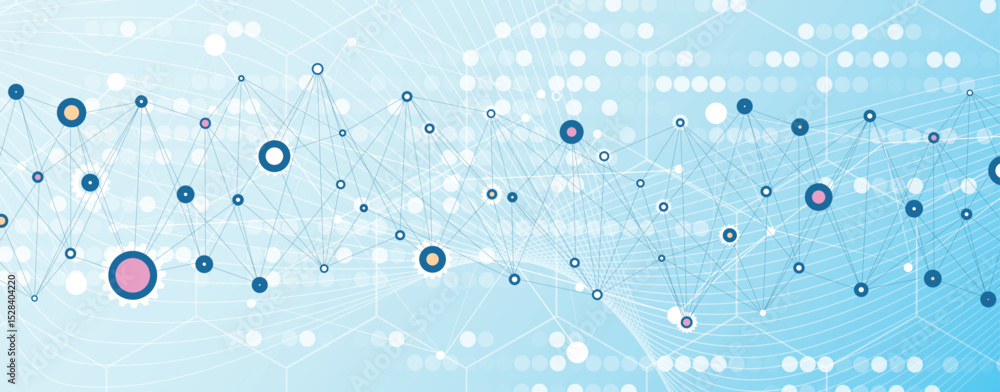 Aufkleber Technology and science banner or header. Connected neural network