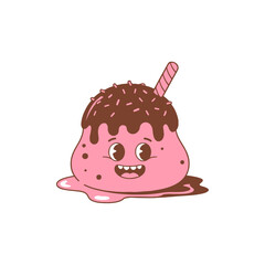 Cute Pink Ice Cream Blob Character