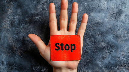 Hand with Stop Sign - Concept of Prevention, Protest, and Cease