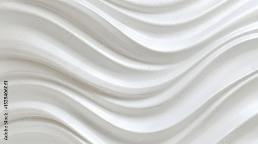 Poster soft white waves streaming dynamically, forming sleek minimalist pattern representing fluid motion a