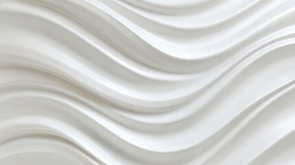 Soft white waves streaming dynamically, forming sleek minimalist pattern representing fluid motion and abstract design elements