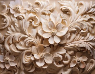 plaster of floral shape bathed in neutral hues that evoke the softness of sculpted forms