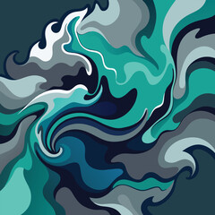 Abstract Fluid Swirl in Teal and Gray Tones