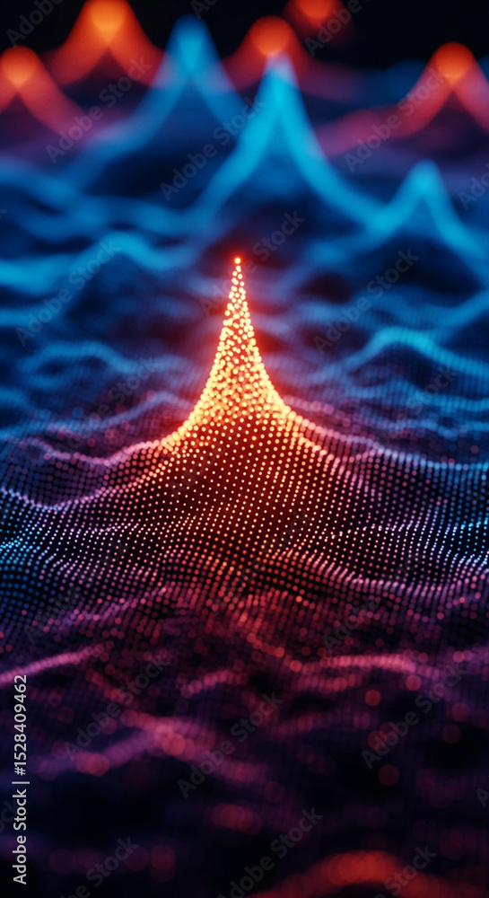 Aufkleber abstract image of glowing particles forming a wave-like structure with a central peak, showcasing vi