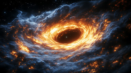 Fiery Cosmic Vortex A Burning Nebula in Deep Space