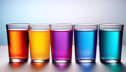 vibrant colored liquids in glass cups