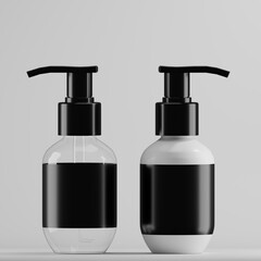 Pump Bottle Mockup - Clear and White