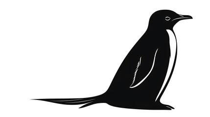 Elegant Silhouette of a Penguin Antarctic Wildlife Illustration