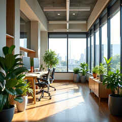 Modern Office Interior Design Abundant Natural Light Productive Work Environment Solutions
