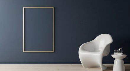 Vertical frame on navy wall
