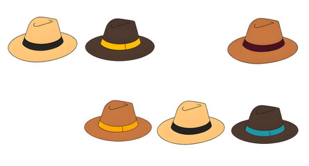 Hat vector set, Collection of hats, Fashion hats vector, Hat clipart, Headwear vector illustration, Different types of hats, Hat icons set, Hat silhouette vector, Assorted hats vector, Casual hat vect