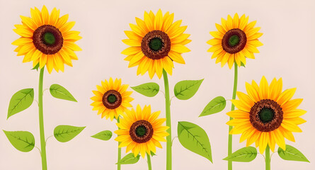 Sunflower vector, Sunflower illustration, Sunflower clipart, Sunflower icon, Yellow flower vector, Sunflower drawing, Hand-drawn sunflower, Sunflower silhouette, Sunflower flat design, Blooming sunflo