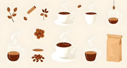 Coffee cup vector, Cup of coffee illustration, Hot coffee vector, Coffee mug vector, Coffee drink art, Coffee icon, Espresso cup vector, Steaming coffee illustration, Coffee flat design, Coffee clipar