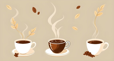 Coffee cup vector, Cup of coffee illustration, Hot coffee vector, Coffee mug vector, Coffee drink art, Coffee icon, Espresso cup vector, Steaming coffee illustration, Coffee flat design, Coffee clipar
